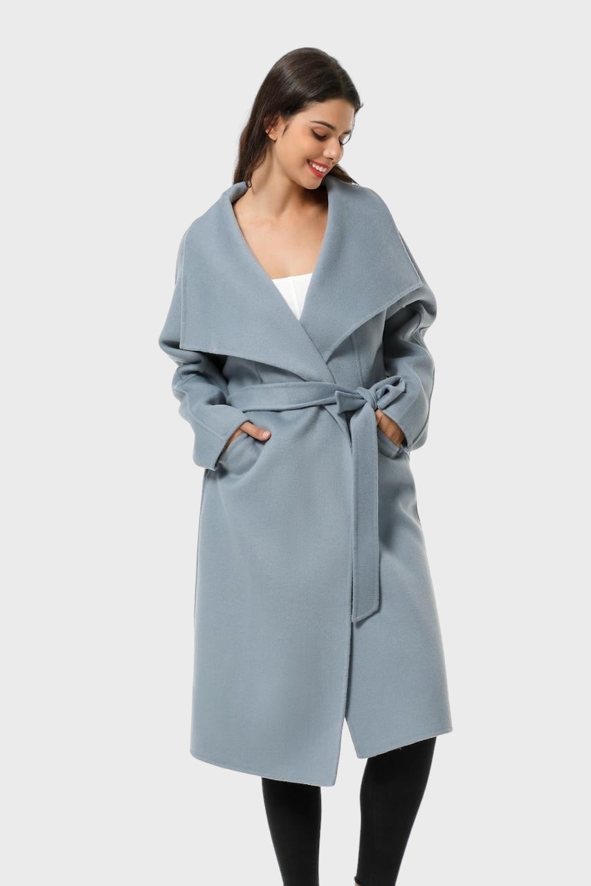 Stone Blue Long Wool Wrap